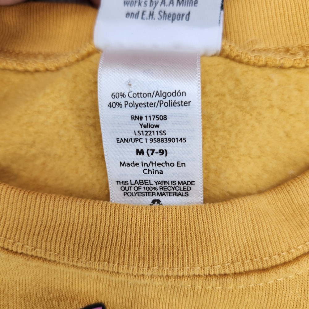 Disney Winnie The Pooh Crew Neck Sweatshirt Juniors M (7-9) Yellow Long Sleeve - Picture 7 of 8